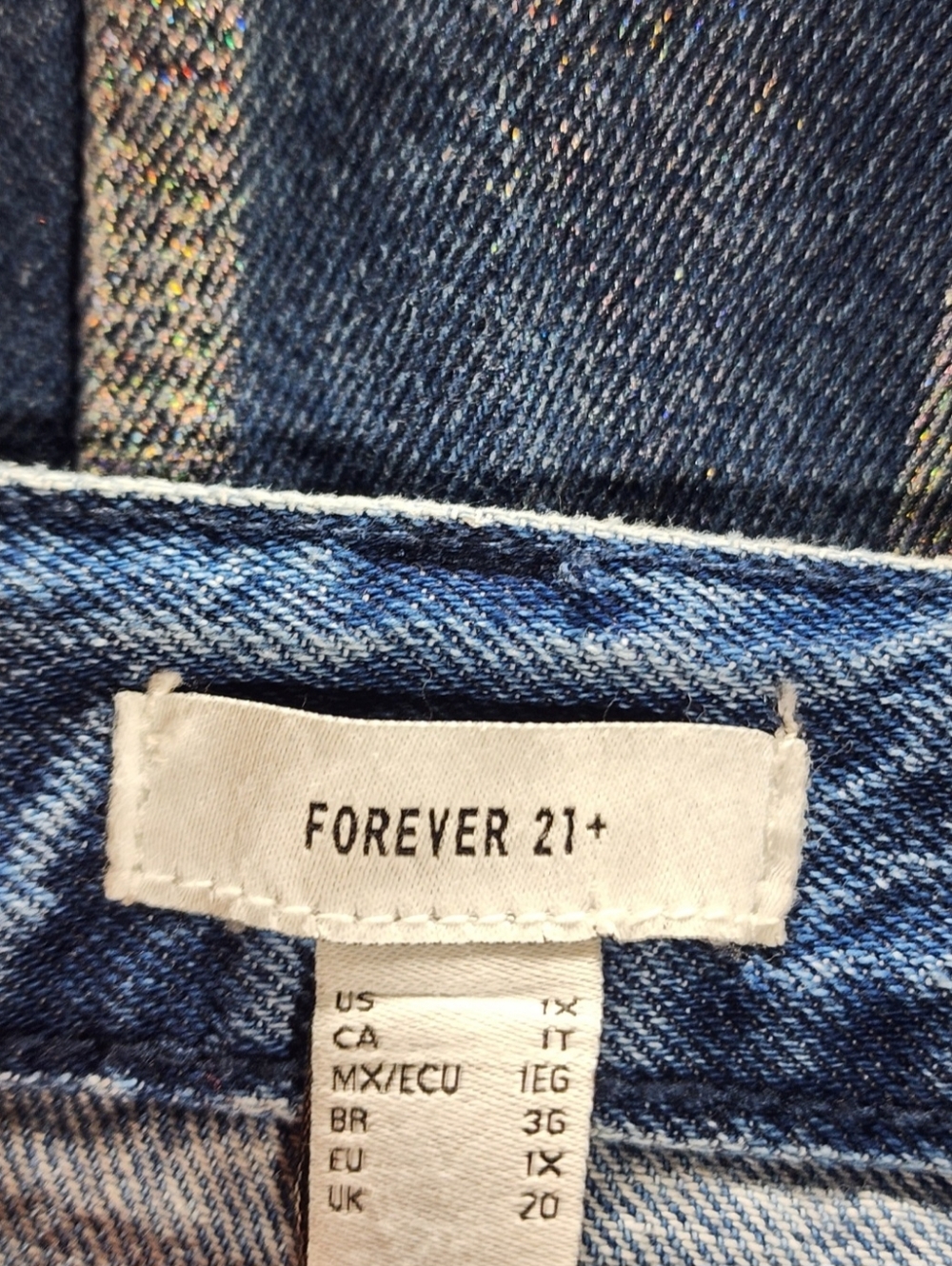 FOREVER 21 Metallic Jean Denim Skirt Size 1X - Picture 8 of 9